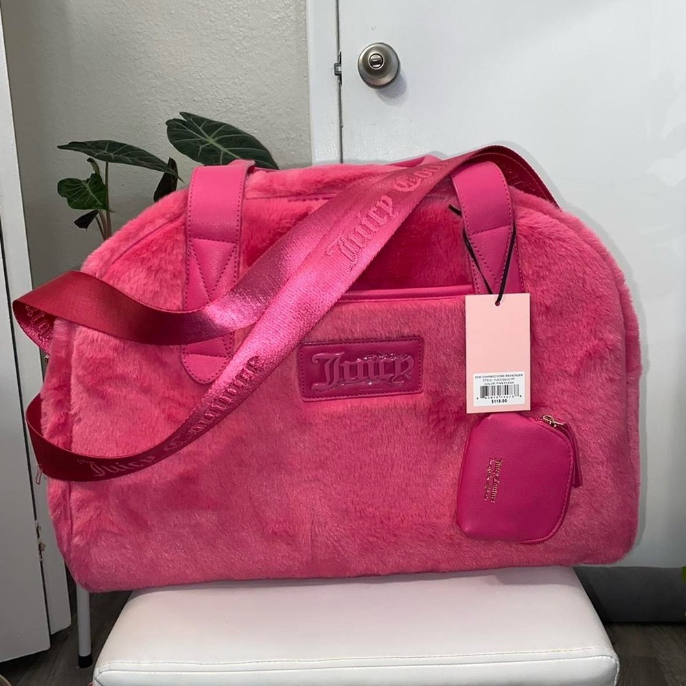 Juicy Couture Semi Charmed Weekender Dome Duffle Pink Flash